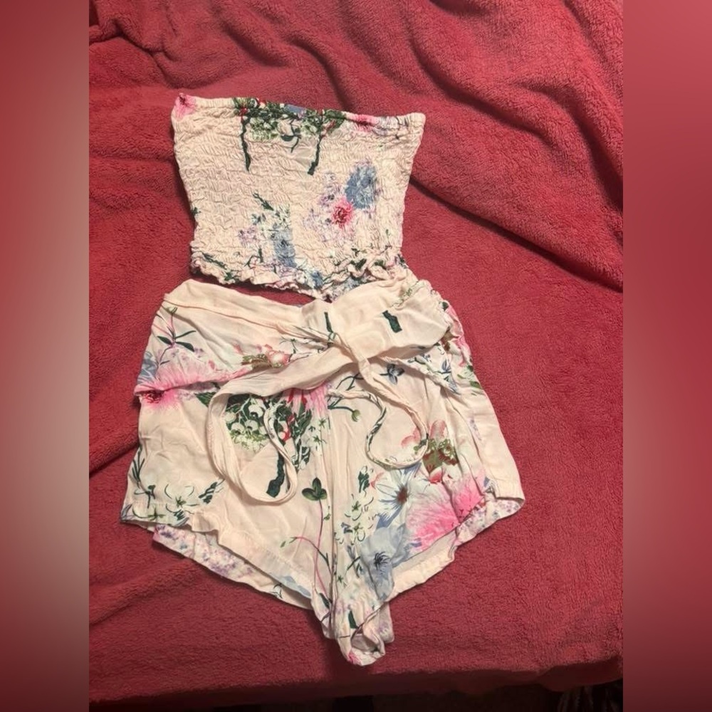 Floral Strapless Romper